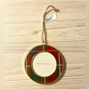 Pottery barn plaid picture frame ornament